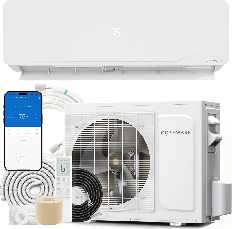 COZEWARE Visio Series 12000 BTU 20 SEER2 Smart Mini Split AC with Heat Pump (230V, 1 Ton)