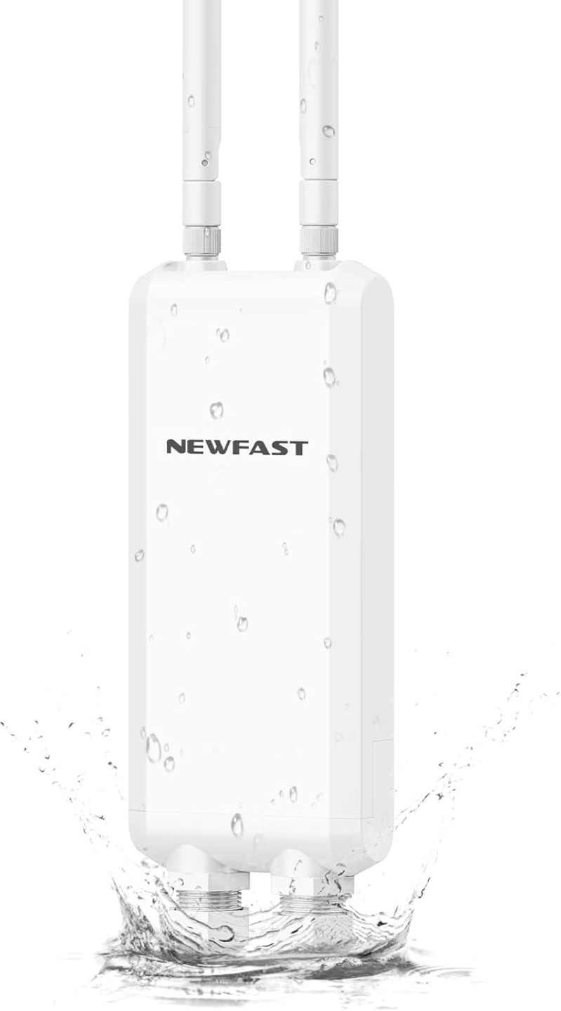 NEWFAST Outdoor WiFi Extender with MU-MIMO and 3 Gigabit Ports (IP66)
