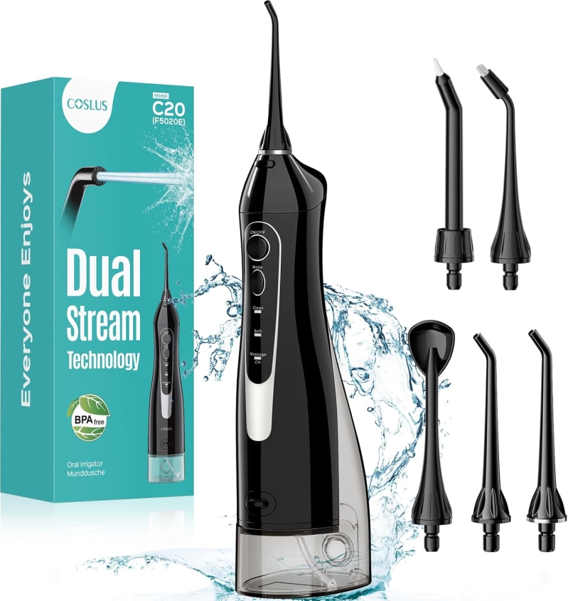 COSLUS C20 Portable Cordless Water Dental Flosser and Oral Irrigator