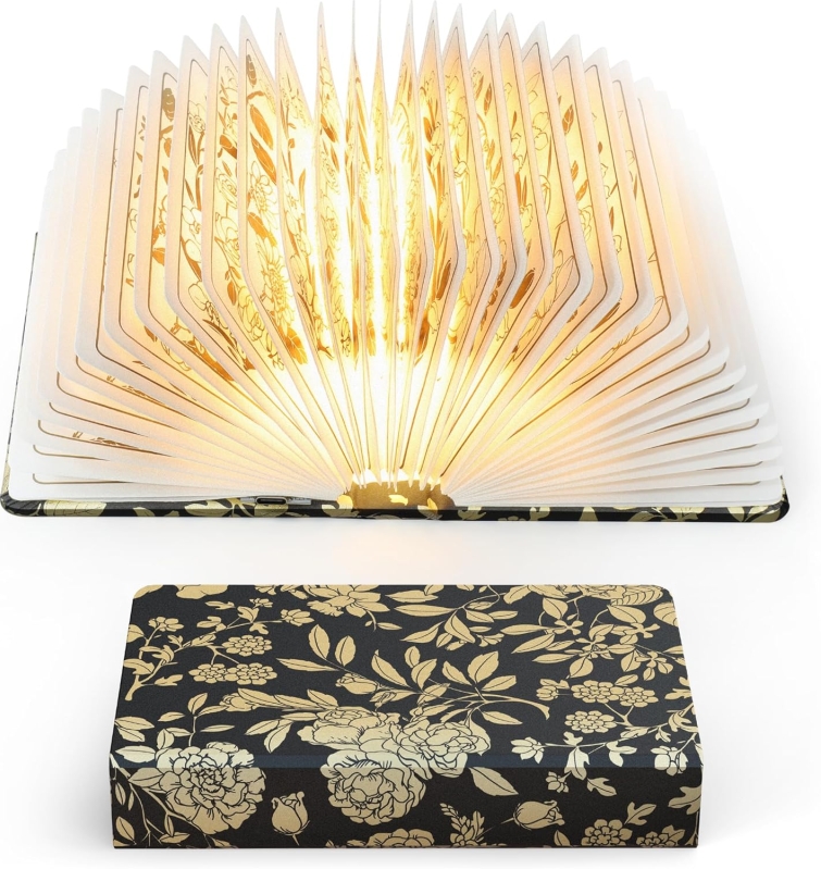 Portable Folding LED Book Light Night Lamp with Floral Print Cover