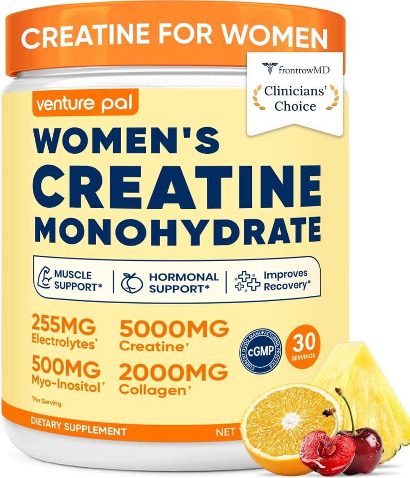 Venture Pal 18-in-1 Creatine for Women – Creatine Monohydrate with Collagen, Myo & D-Chiro Inositol, Electrolytes & Vitamins for Strength, Recovery & Skin Support, Sugar Free, 10.58 oz
