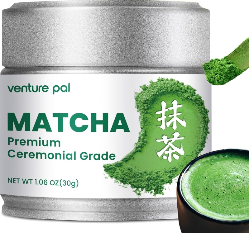 Venture Pal Ceremonial Grade Matcha Green Tea Powder – First Harvest, Shade Grown, 100% Pure with No Additives, Unsweetened, Vegan & Gluten-Free, 30g Tin