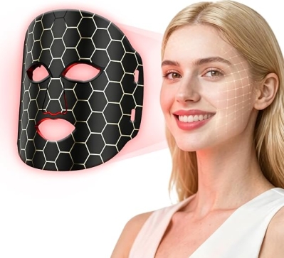 Red Light Therapy Mask for Face – 7-Color LED Silicone Facial Mask, Cordless Rechargeable Skincare Device with 240 LEDs for Home & Travel
