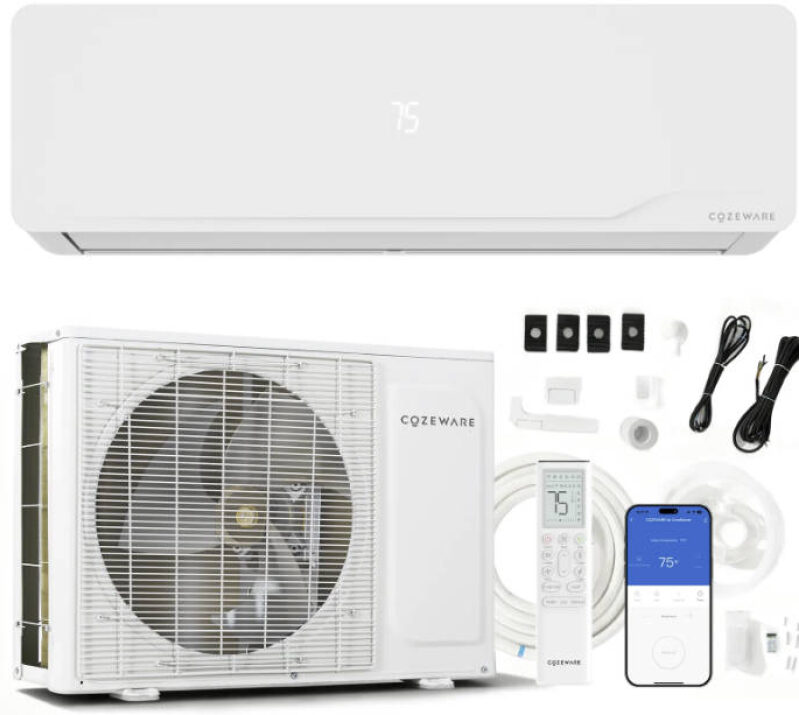 COZEWARE Visio Series 12000 BTU 20 SEER2 Mini Split Air Conditioner, 115V – Ductless Heat Pump with 4D Airflow, 750 Sq Ft Coverage, WiFi & Voice Control, R32 Refrigerant