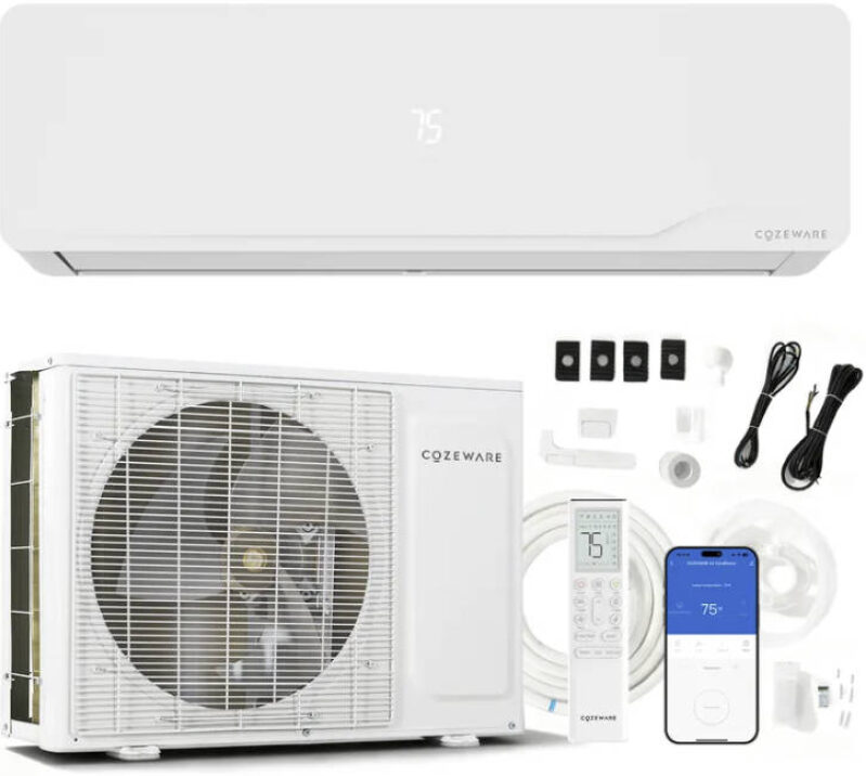 COZEWARE Enduring Series 12000 BTU 20 SEER2 Mini Split Air Conditioner, 115V – 4D Airflow, Whisper-Quiet 31 dB, WiFi & Voice Control, R32 Refrigerant