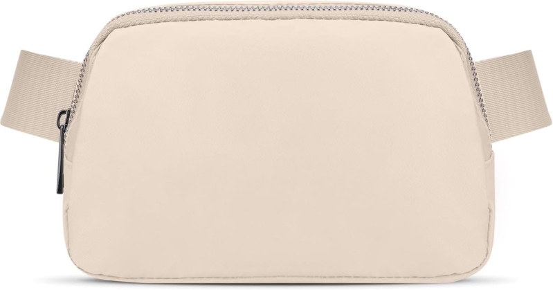 Mini Fanny Pack for Women & Men – Small Crossbody Belt Bag with Adjustable Strap, 5 Compartments, Lightweight Nylon Waist Pack, Creamy White, Gift for Her