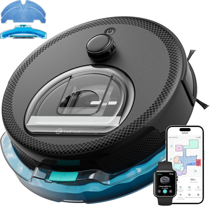 Lefant M330 Pro Robot Vacuum and Mop – dToF LiDAR Navigation, 190° PSD Obstacle Avoidance, Multi-Floor Mapping, 450ml Dustbin, 150-Min Runtime, WiFi, for Pet Hair & Carpets