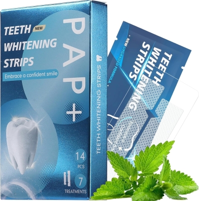Teeth Whitening Strips for Sensitive Teeth, 14 Strips (7 Treatments) – Non-Slip Whitening Strips to Help Remove Coffee, Tea & Wine Stains, 30-Minute Daily Usez