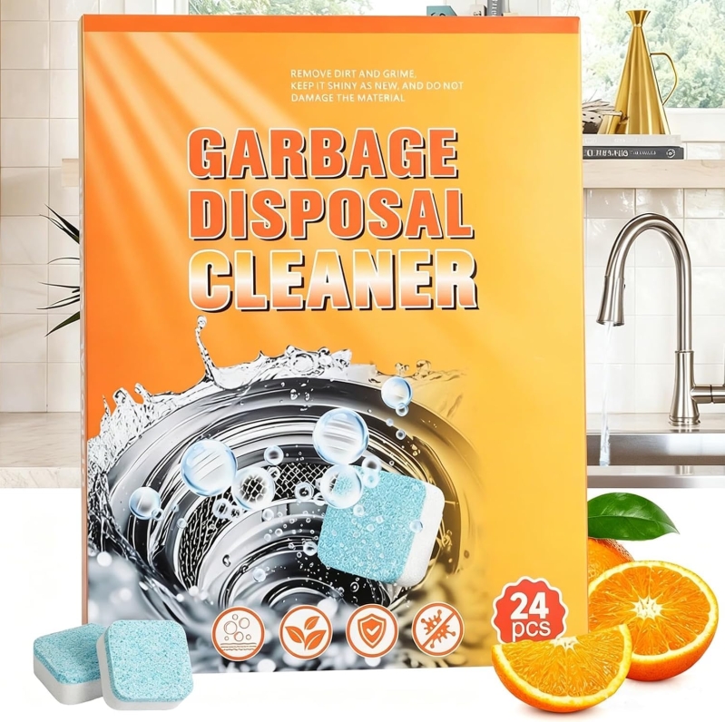 Garbage Disposal Cleaner Tablets, 24 Count – Citrus Foaming Deodorizer Tablets for Kitchen Sink Drains & Disposals, Bleach-Free, Removes Odors, Grease & Grime, 1-Year Supply
