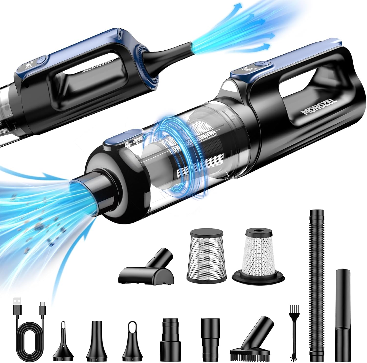 Monozel 2-in-1 Handheld Vacuum & Air Duster | 18000Pa Cordless - CP Deals